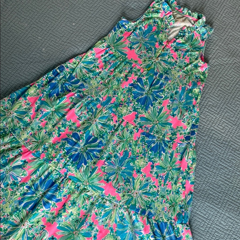 Lilly Pulitzer kids Floral Dress in Pink and Green